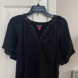 Vince Camuto Black Blouse with Studded Neckline